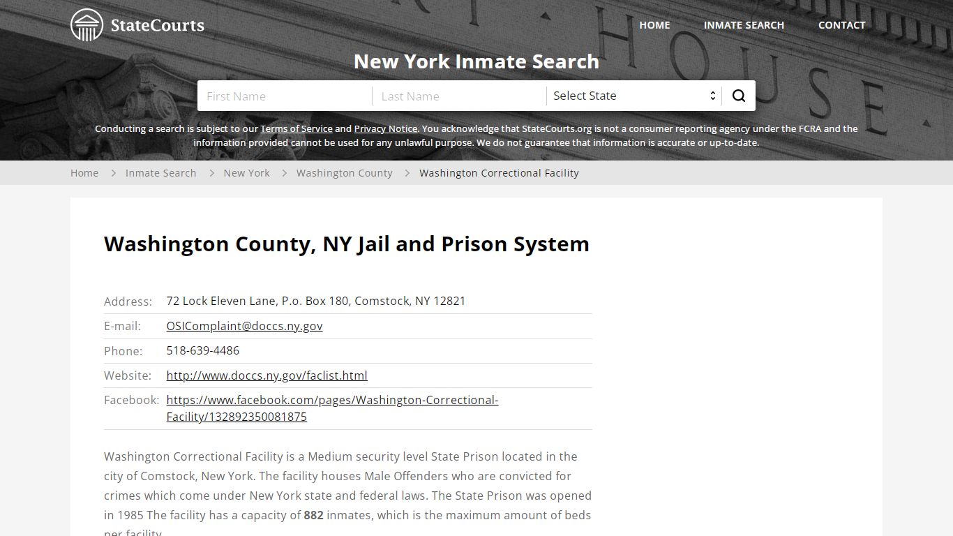 Washington Correctional Facility Inmate Records Search ...