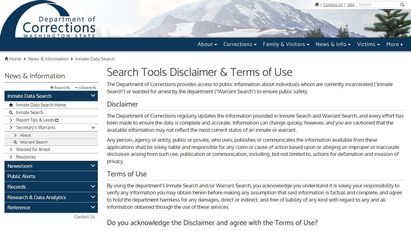 Search Tools Disclaimer & Terms of Use | Washington State ...